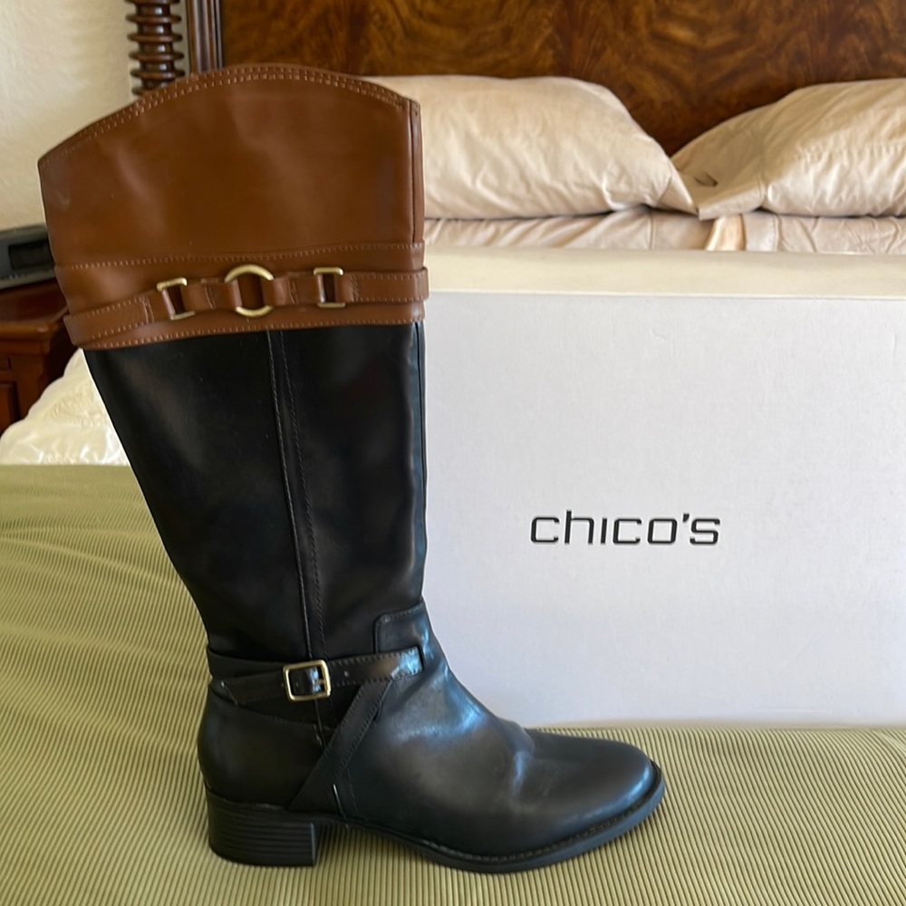 Chicos brand. Never been worn. Size 9. Black and tan. Originally $139.